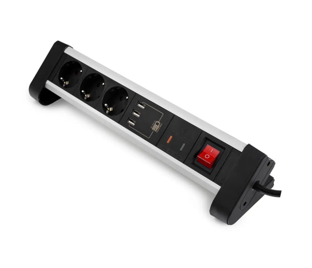 Spacetronik Listwa zasilająca z USB SPS-T38BS - 3 gniazda 1.5m - 1153963 - zdjęcie